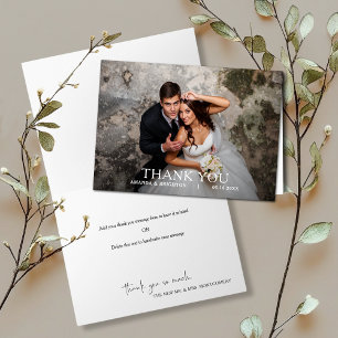 Carte De Remerciements Simple Remerciement de Photo de Mariage Moderne