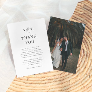 Carte De Remerciements Simple Remerciements De Photo De Mariage Élégants 