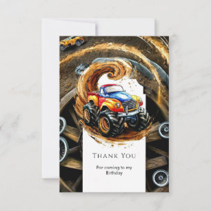 Carte De Remerciements Simple Road Monster Truck Anniversaire