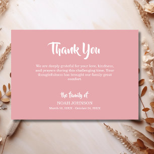 Carte De Remerciements Simple Rose Rose Traditionnelle Sympathie Funérail
