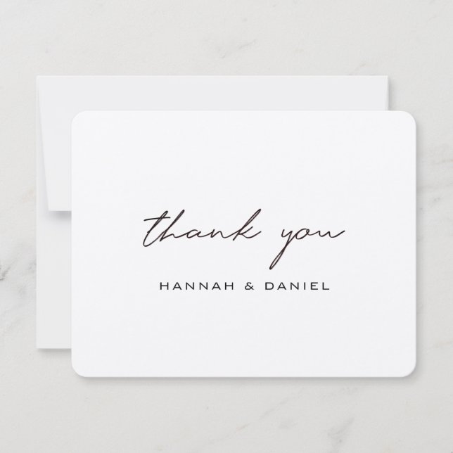 Carte De Remerciements Simple rustique noir Script Brown Mariage Kraft (Devant)