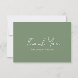 Carte De Remerciements Simple Sage Green Script rustique Baby shower mode