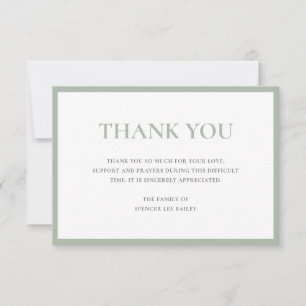 Carte De Remerciements Simple Sage Vert traditionnel Sympathie Funéraille