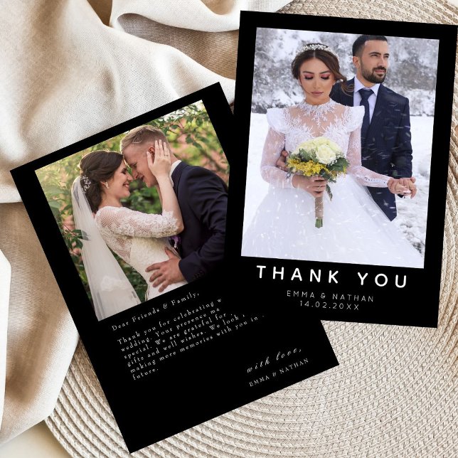 Carte De Remerciements Simple Script avec cœur Photo de mariage  (Créateur téléchargé)