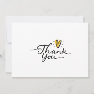 Carte De Remerciements Simple Script Cute Coeur Jaune