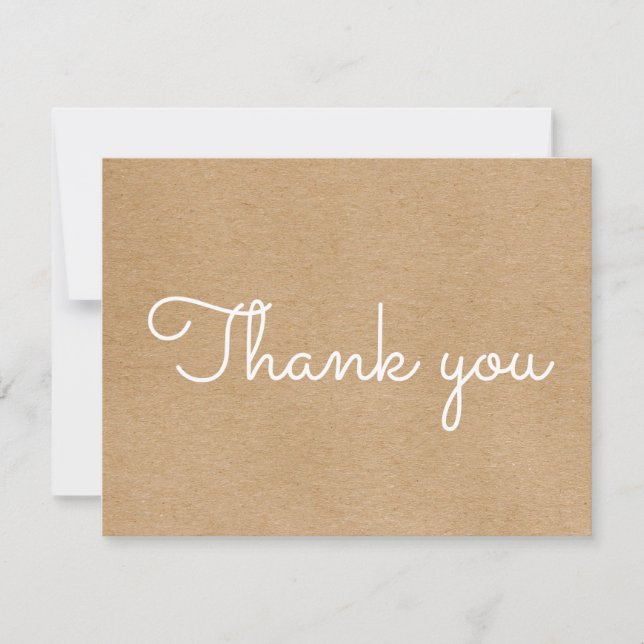 Carte De Remerciements Simple script d'entreprise Kraft rustique (Devant)