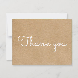 Carte De Remerciements Simple script d'entreprise Kraft rustique