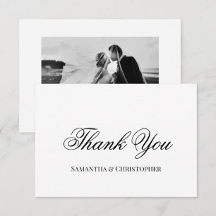 Carte De Remerciements Simple Script Élégant Photo de Mariage