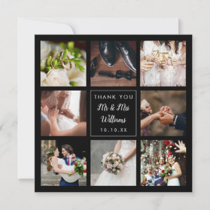Carte De Remerciements Simple Script Mariage Photo Collage 