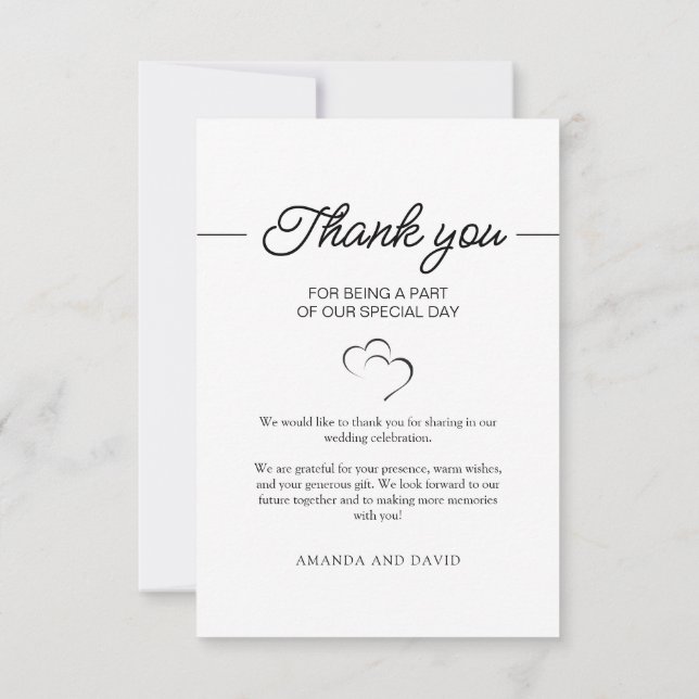 Carte De Remerciements Simple script minimaliste photo Mariage (Dos)