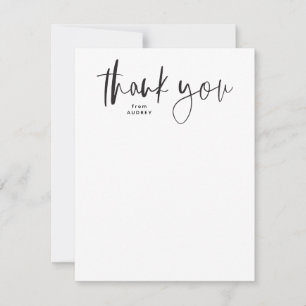Carte De Remerciements Simple script moderne noir et blanc