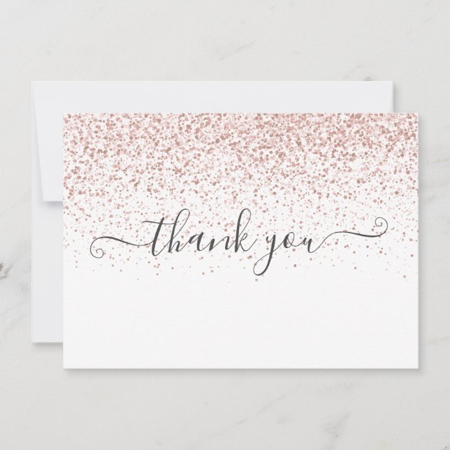 Carte De Remerciements Simple Script Moderne Rose Gold Paillettes Entrepr (Devant)