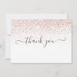 Carte De Remerciements Simple Script Moderne Rose Gold Paillettes Entrepr