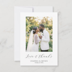 Carte De Remerciements Simple Script Photo de Mariage Moderne