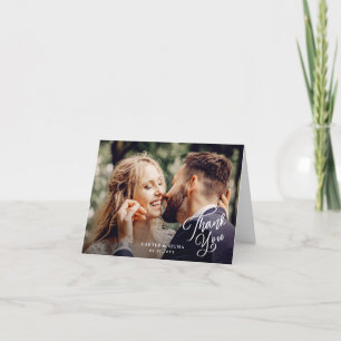 Carte De Remerciements Simple Script Photo Mariage