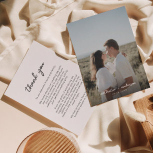 Carte De Remerciements Simple Script Photo Mariage
