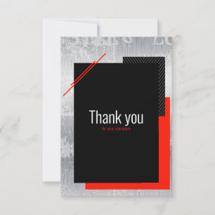 Carte De Remerciements Simple script rouge noir gris et blanc rayé