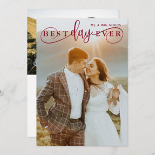 Carte De Remerciements Simple Style Bourgogne Best Day Ever 2 Photo