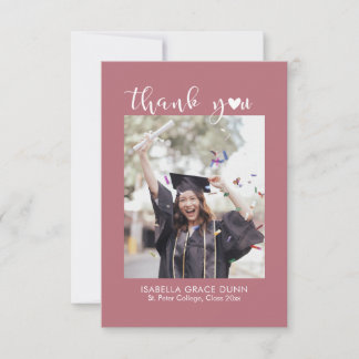 Carte De Remerciements Simple Stylish Heart Calligraphy Script Graduation