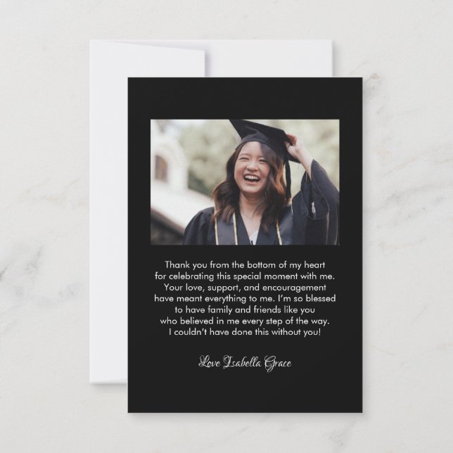 Carte De Remerciements Simple Stylish Heart Calligraphy Script Graduation (Dos)