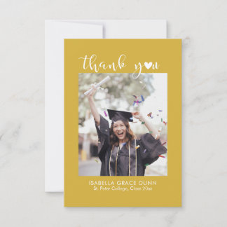 Carte De Remerciements Simple Stylish Heart Calligraphy Script Graduation