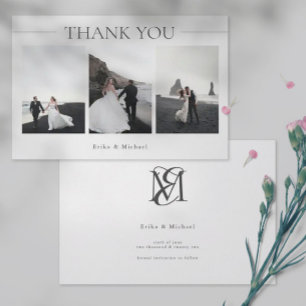 Carte De Remerciements Simple Typografy 3 photos Wedding