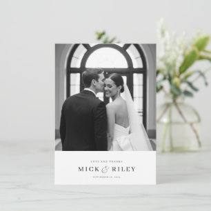 Carte De Remerciements Simple Typographie Moderne Photo Mariage