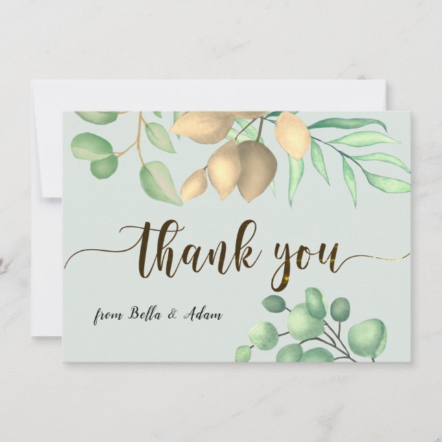 Carte De Remerciements Simple verdure Floral Eucalyptus Mariage (Devant)