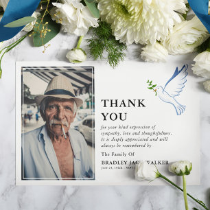 Carte De Remerciements Simple White Dove Photo Sympathie funéraire