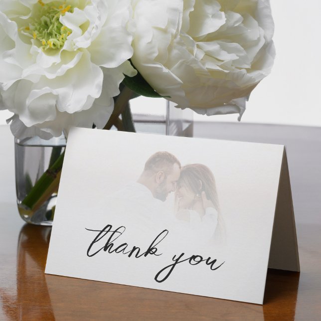 Carte De Remerciements Simple White Ombre Elegant Mariage photo (Créateur téléchargé)