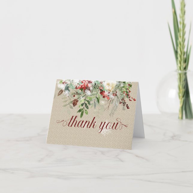 Carte De Remerciements Simple Winter par Christmas Greens Wedding (Devant)
