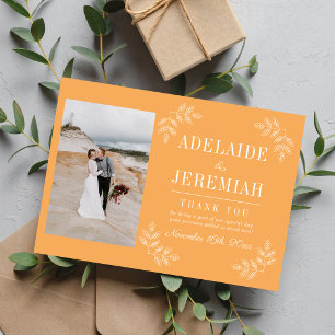 Carte De Remerciements Simplicité Florale 2 Mariage Sorbet Orange