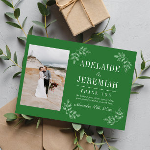Carte De Remerciements Simplicité Florale 2 Mariage Vert de Prairie