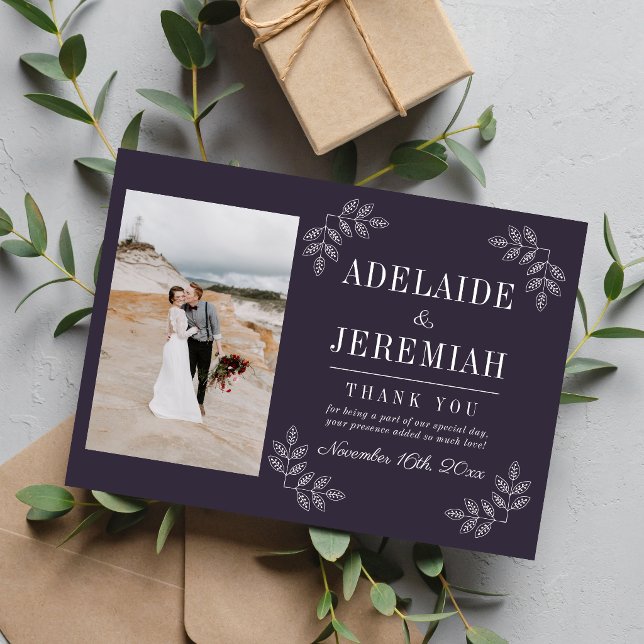 Carte De Remerciements Simplicité Florale 2 Mariage Violet Mûre (Créateur téléchargé)