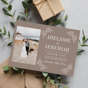 Carte De Remerciements Simplicité Florale 2 Taupe Mariage