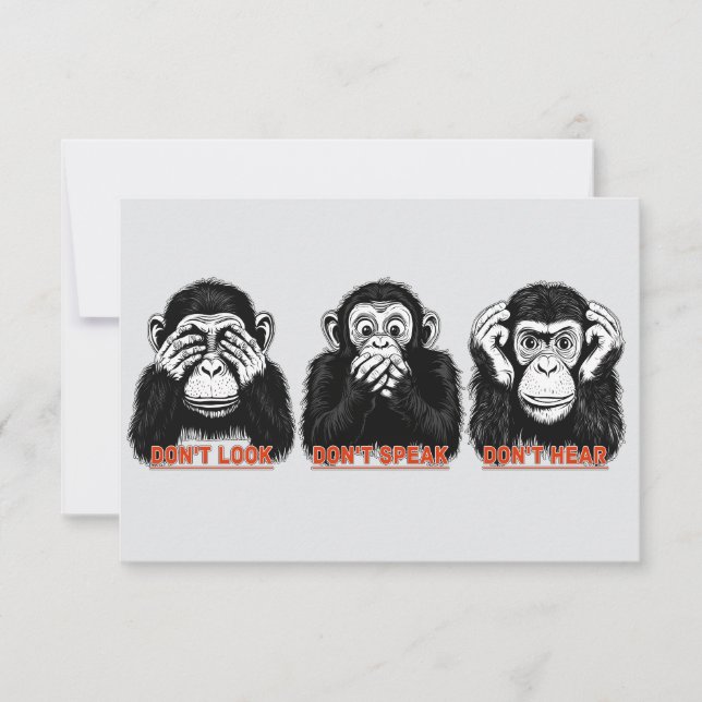Carte De Remerciements singes sages (Devant)