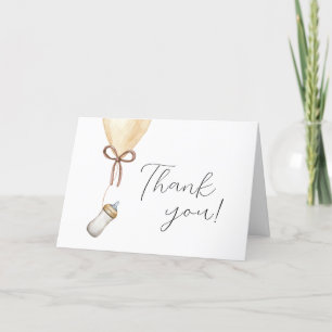 Carte De Remerciements Sip & See Simple Boho Balloon Baby shower bouteill