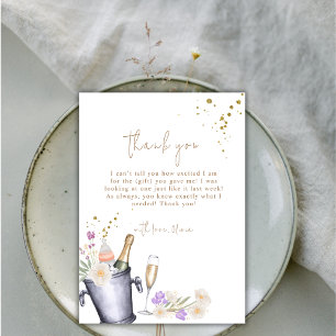 Carte De Remerciements Sip & Voir Champagne Baby shower bouteille