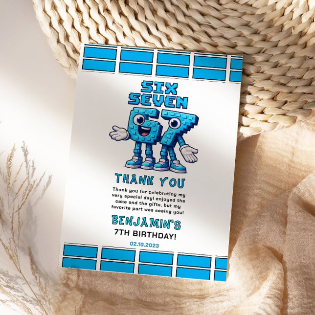 Carte De Remerciements Six Seven Meme 7th Birthday | Funny Trendy (Six Seven Meme 7th Birthday | Funny Trendy Thank You Card
)