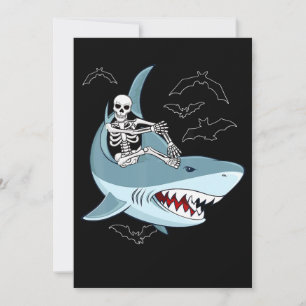 Carte De Remerciements Skeleton équitation requin Drôle cadeaux d'Hallowe