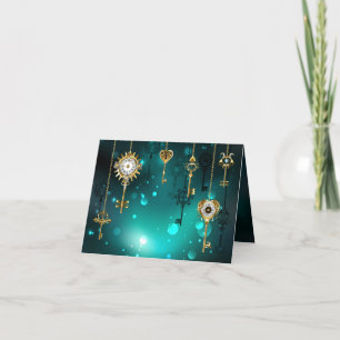 Carte De Remerciements Skeleton Keys on Green Background