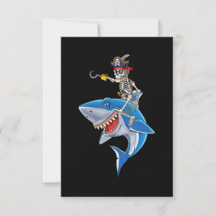 Carte De Remerciements Skeleton Pirate équitation Requin mignonette Garço