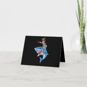 Carte De Remerciements Skeleton Pirate Riding Shark Cute Boys Halloween