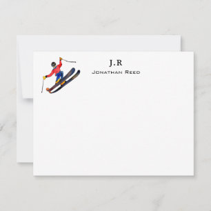 Carte De Remerciements Ski aquarelle personnalisé