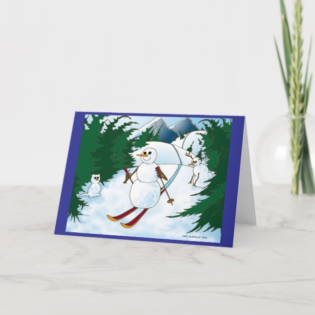 Carte De Remerciements Ski de fond Snowman ! (Devant)