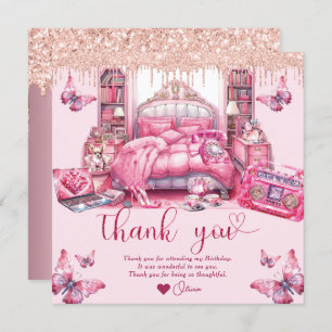 Carte De Remerciements Sleepover Fille Anniversaire Parties scintillant a