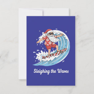 Carte De Remerciements "Sleighing the Waves" Drôle de Père Noël de Surf T