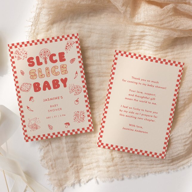 Carte De Remerciements Slice Slice Baby Pizza Hand Drawn Baby Shower (Créateur téléchargé)