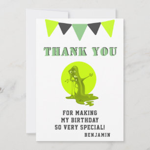 Carte De Remerciements Slime Monster Green Funny Anniversaire
