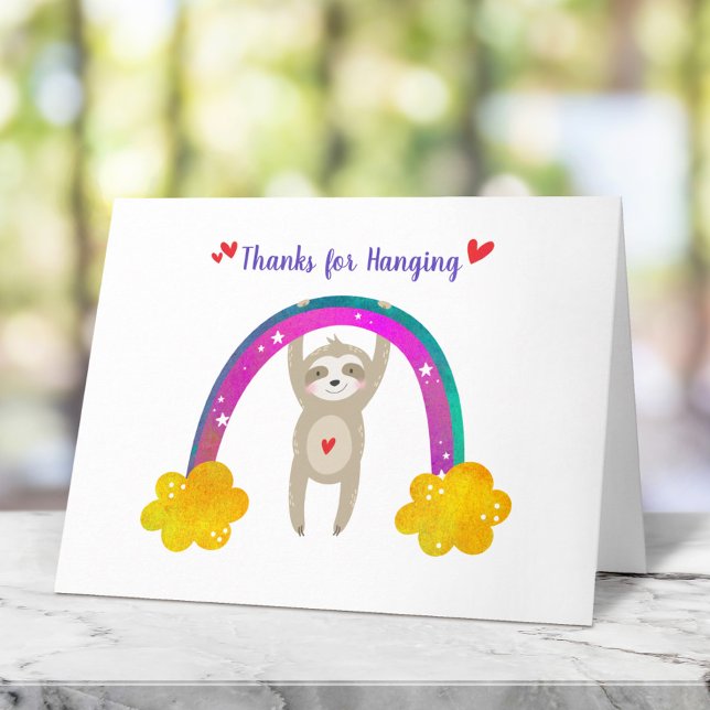 Carte De Remerciements Sloth Baby shower Genre Neutre Boho Rainbow Cute (Créateur téléchargé)